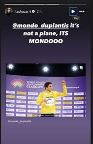 Sha'Carri Richardson's Instagram story